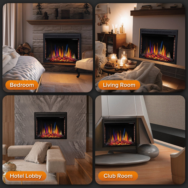 Symple Stuff Aashiyana 39.01'' W Electric Fireplace Insert Wayfair